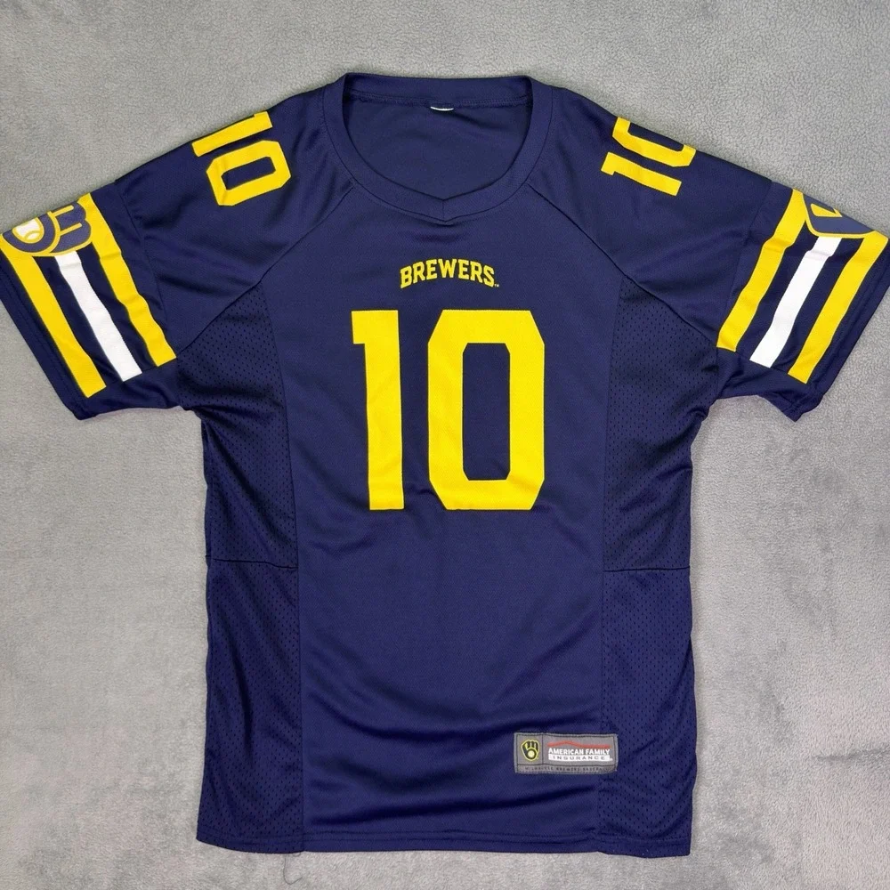 Milwaukee Brewers Football Jersey Medium Sal Frelick Jordan Love #10 SGA 2025